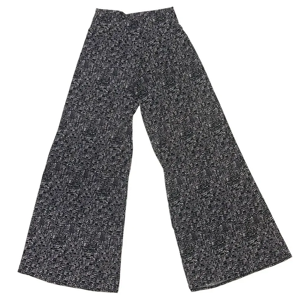 Clara Sun Woo Pants Wide Leg Black White Geometric Jersey Palazzo Pant Size M
